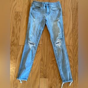 American Eagle Super Super Stretch Denim Blue Jean Jegging size 00 Short Petite